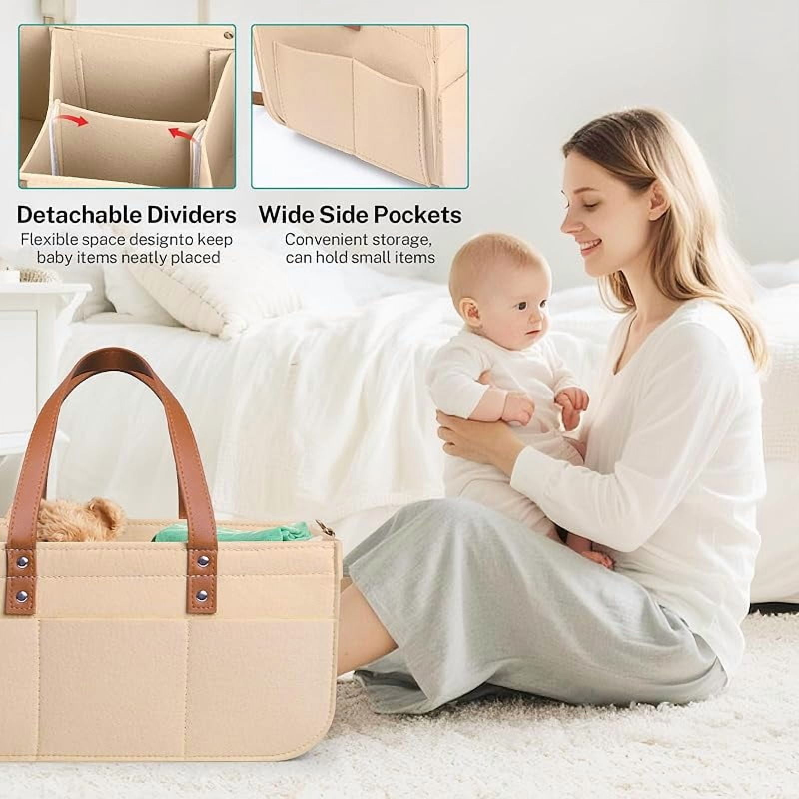 Diaper Caddy Bag,Car Organizer and Storage,Caddy Organizers with Handles and Straps, Baby Bottle Organizer for Nursery,Portable Baby Diaper Caddy