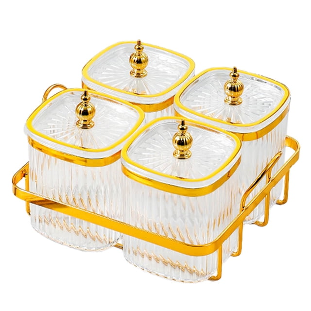 Platos de frutos secos divididos, plato para aperitivos, caja nórdica multifuncional para almacenar alimentos 4 cuadrícula clara