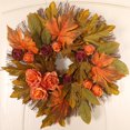 thumbnail image 2 of Simulation Roses Maple Leaf Rattan Wreath, Thanksgiving Decoration Wreath Wall, 40CM, 2 of 5