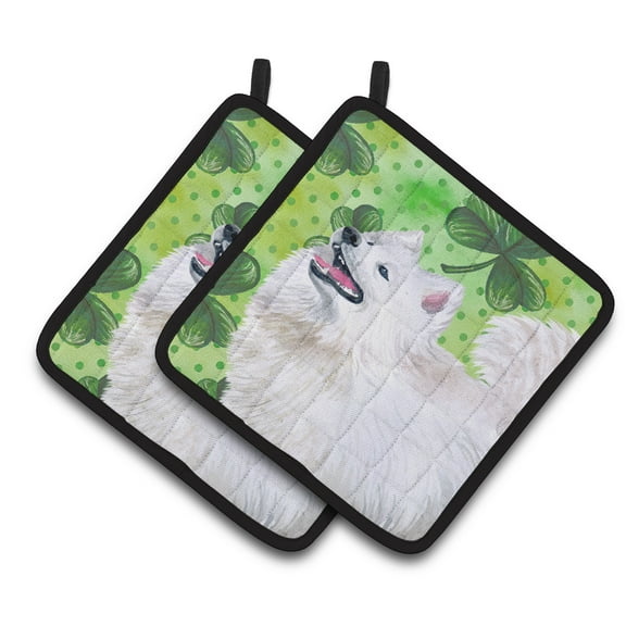 Caroline's Treasures Samoyed St Patrick's Pair of Pot Holders