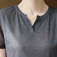 thumbnail image 4 of LNWUY Womens Summer Knit Tops Short Sleeve Shirts V Neck Basic Tees Comfy Soft T Shirts Casual Trendy Spring Fashion Clothes Gray XL, 4 of 5