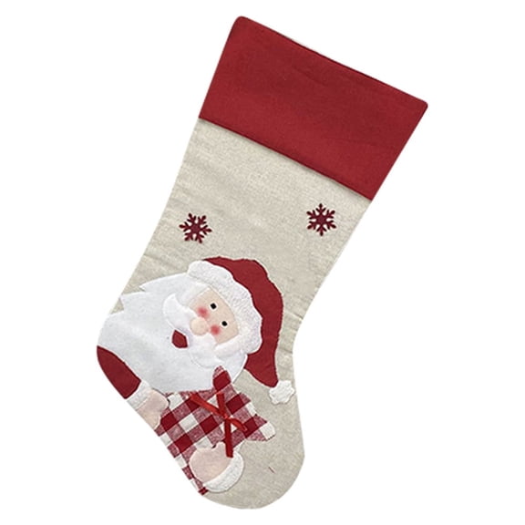 18'' Rustic Christmas Stockings, Felt Santa Christmas Deer Snowman Penguin Stockings Xmas Tree Decor, Fireplace Hanging Holiday décor, Christmas Gift Perfect Christmas Decorations for Home