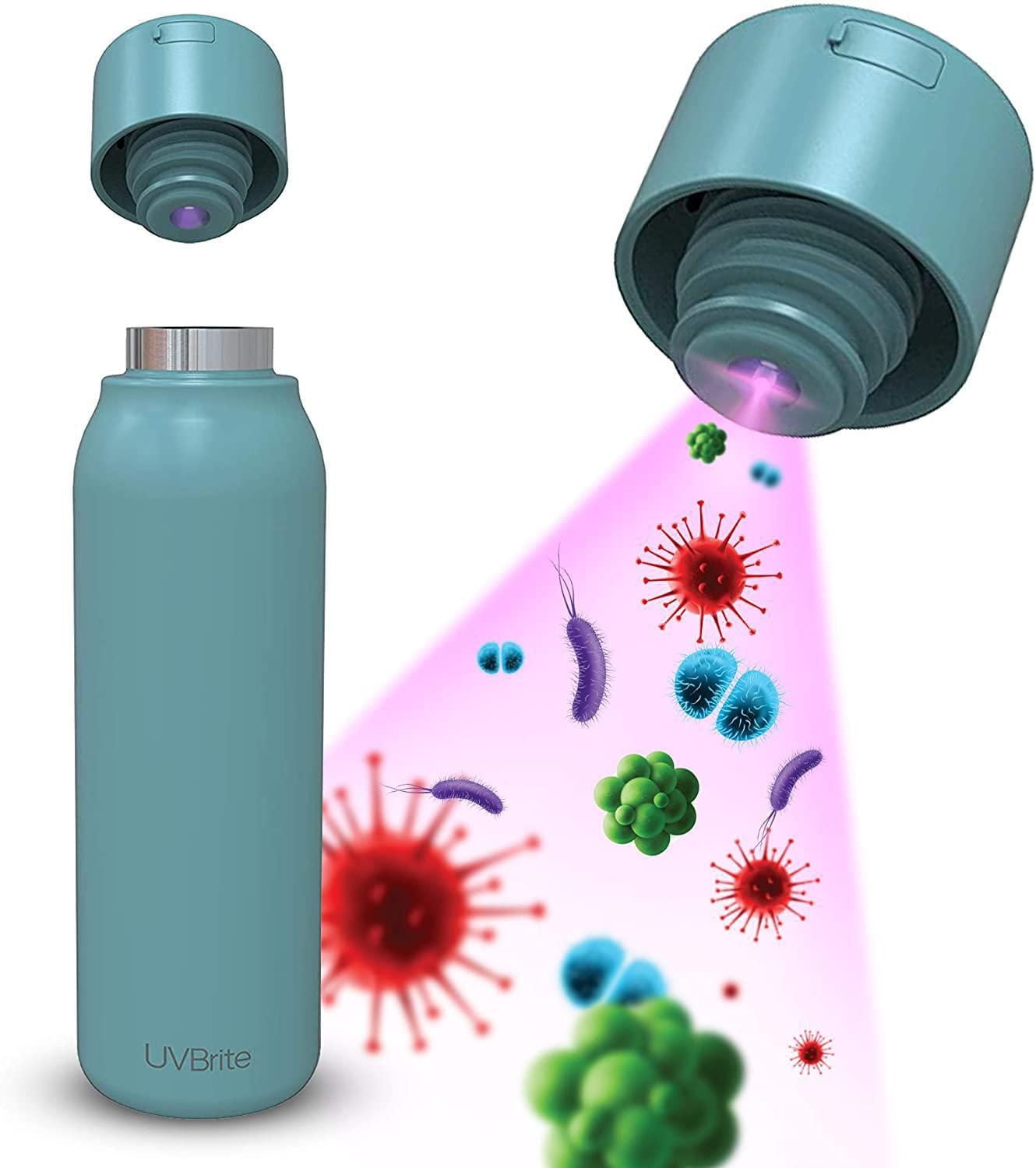 UVBrite 550 ml Self Cleaning Bottle with UV-C Sterilization, Cyan
