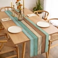 thumbnail image 3 of Farmhouse Teal Blue Brown Table Runner - 72 Inch Long, Kitchen Dining Table Runner Dresser Scarves, Vintage Wooden Striped Farmhouse Decor for Coffee Tables Wedding Party Banquet, 3 of 8