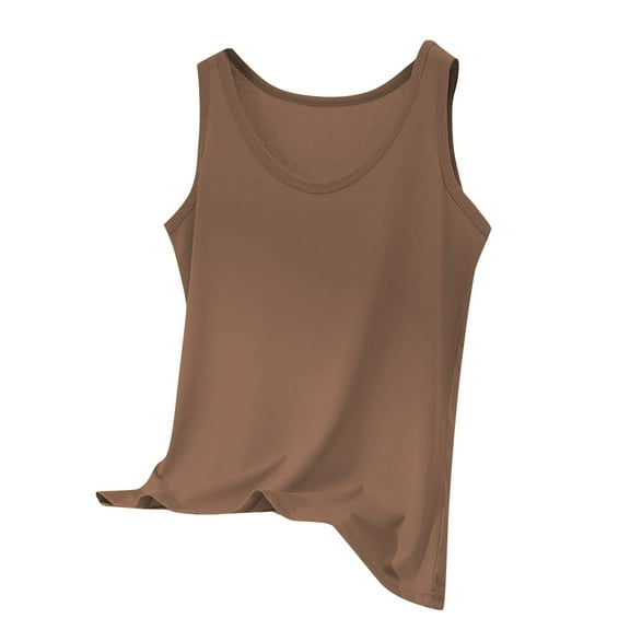 Duoif Womens Tank Tops, Sleeveless Crew Neck Loose Fit Summer Clothes Summer Tops Brown XXL