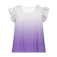 thumbnail image 2 of Lmnyox Girls Summer Shirts Ruffle Cap Sleeve Gradient Tee Shirt Kids Cute Crew Neck Casual Tunic Blouses, 2 of 8