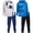 Blue/Grey, variant on Boys Jogger Set - Thermal Sports Hoodie and Tricot Joggers Athletic Outfit Set 4 Piece