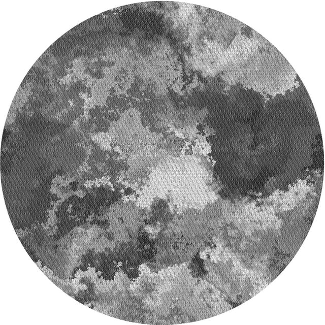 Ahgly Company Tapis Rond Lavable en Machine Intérieur Transitionnel Gris Foncé, 7 Pieds Rond