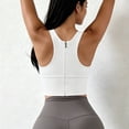 thumbnail image 3 of Women's Yoga Sports Longline Bra Front Zip-Up Wide Straps Workout Bra Supportive Cross Back Running Underwear S-3XL, 3 of 6