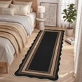 thumbnail image 2 of Nanan Scalloped Runner Rug 2'x6' Edge Jute Rug, Washable Non Slip Low Pile Indoor Outdoor Rug Farmhouse Carpet for Living Room Dining Room Patio Entryway, Black Coffee, 2 of 7