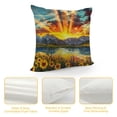 thumbnail image 4 of Patifu Sunflowers Mountains Sunset Graphic Decorative Throw Pillow Cover Cushion Case for Home Couch Living Room Sofa Bed - Autumn Season High-Quality 1PC 18x18in, 4 of 5