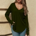 thumbnail image 5 of Xdegoge Long Sleeve V Neck Shirts for Women with Thumb Holes Curved Hem Tunic Tops Casual Loose Fit Basic Solid Color Top Soft Cozy Fashion Outfits, 5 of 5