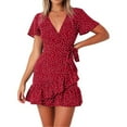 thumbnail image 3 of IBTOM CASTLE Mommy and Me Dresses Matching Outfits Floral Sleeveless Spaghetti Strap V Neck Sunflower Beach Dress for Mother and Daughter 8-9 Years Red + White Dots, 3 of 8