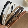 thumbnail image 4 of Women Accessories Simple Temperament Elegant PU Leather Solid Color Knotted Thin Knotted Head Bands Hair Hoop Headwear Headbands DARK COFFEE, 4 of 8