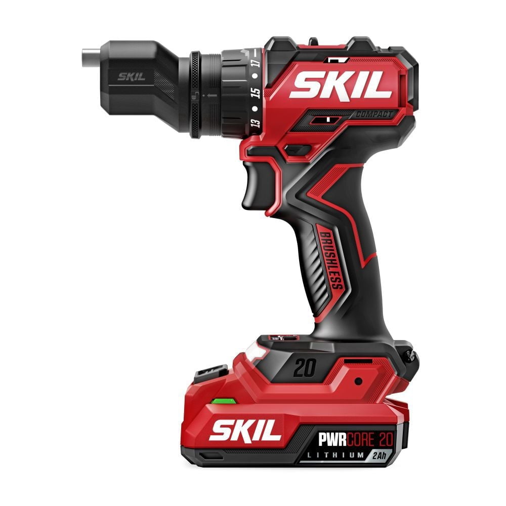 SKIL Brushless 20V Compact Multi-Head Drill Driver Kit Including 2.0 Ah USB-C Battery & PD Charger-QD6293B-10