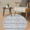 thumbnail image 3 of Homhougo 3 Ft Boho Round Rug, Moroccan Vintage Low-Pile Washable Rug with Non-Slip Backing, Accent Mat for Bedroom, Kitchen, Living Room, Laundry, Nursery, or Dining Room, Light Grey, 3 of 7