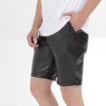 thumbnail image 2 of AXXD Black Workout Shorts Men Summer Men's Faux Leather Shorts with Pocket Casual Pure Color Beach Cargo Shorts Clearance, 2 of 6