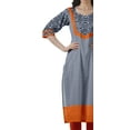 thumbnail image 4 of Moomaya Robes Indiennes pour Femmes Décontractées Été Imprimé Manches 3/4 Longue Kurta, 4 of 6