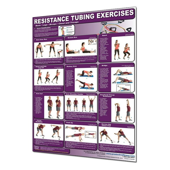 Productive Fitness Resistance Tubing Workout Training Poster Series Home Use