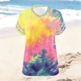 thumbnail image 5 of Enjoytime Womens Summer Tops Vintage Printed V-Neck Short Sleeve Shirts Plus Size Fashion Casual Plus Size Blouse, 5 of 6