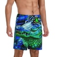 thumbnail image 2 of Yiaed Colorful Stained Glass Crocodile for Men's Soft Sleep Pajama Short Lounging Pajama Shorts-, 2 of 6