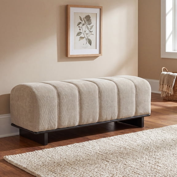 Indoor Dining Bench, Upholstered Chenille Bench with Rubber Wood and Plywood Frame, 49.13 in, Seats 2, for Dining Room, Entryway, Bedroom