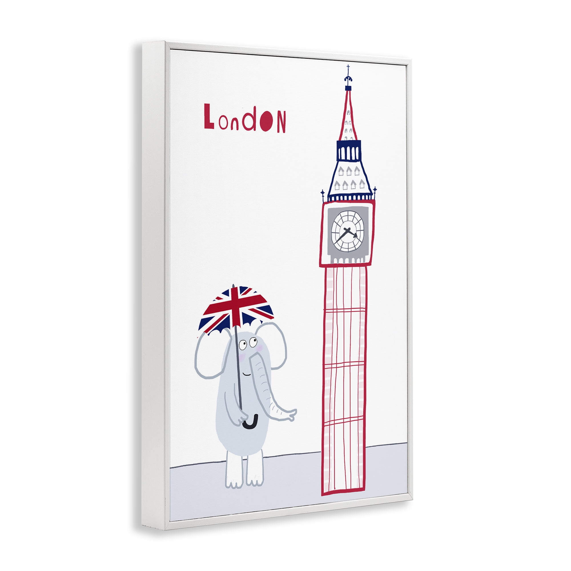 Elephant & Big Ben London White Framed Giclee Art, design by Carla Daly