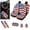 American Flag-Blue and Red, variant on LedBack 12 Piece Car Seat Cover Full Set with Steering Wheel Cover Armrest Pads Seat Belt Cover Coaster Easy to Clean and Install Car Front/Rear Seat Cover Decorative Car Accessories