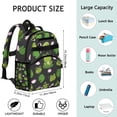 thumbnail image 3 of Green Frog Students Backpack with Cute Cartoon Frog Print, Mushroom and Flower Pattern, Nature Forest Design for Students and Students, 3 of 5