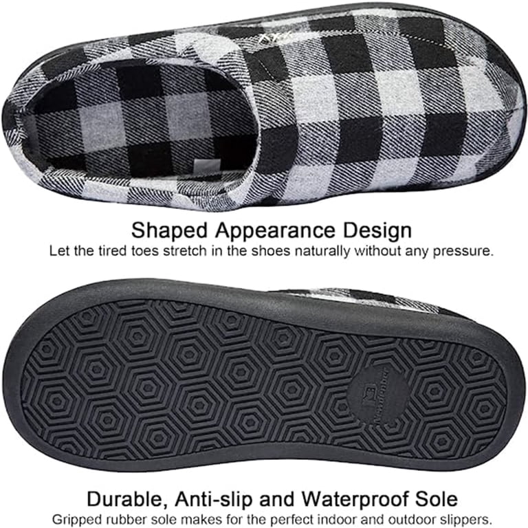 Men’s Anti Slip Cozy Fleece Memory Foam House Slippers - Plaid Amazon.com | Lucky Brand Men main image 4
