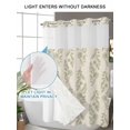 thumbnail image 6 of No Hook Shower Curtain with Snap-in Liner, Green Botanical Waterproof Fabric Bathroom Curtains, Pastoral Elegant Spring Floral Rustic Bath Curtains & Mesh Top Window Standard 72"x72", 6 of 9