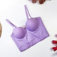 thumbnail image 5 of Xfvqtps Womens Corset Crop Tops Sling Tube Top Solid Color Flexible Boned Support Spaghetti Straps Bustier Vest Waist Corset Purple, 5 of 6