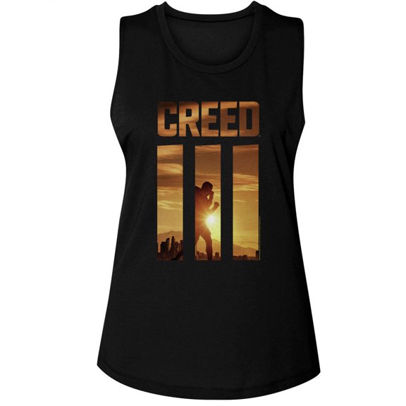 Rocky Adonis Creed Sunrise Training Ladies Sleeveless Muscle Black Tank Top S