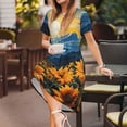 thumbnail image 3 of Vsdgher Élégant Coucher de Soleil Tournesol pour Femmes Été 2025 Décontracté Robes Midi Maxi Léger Manches Courtes Col Rond Robe de Plage, 3 of 6