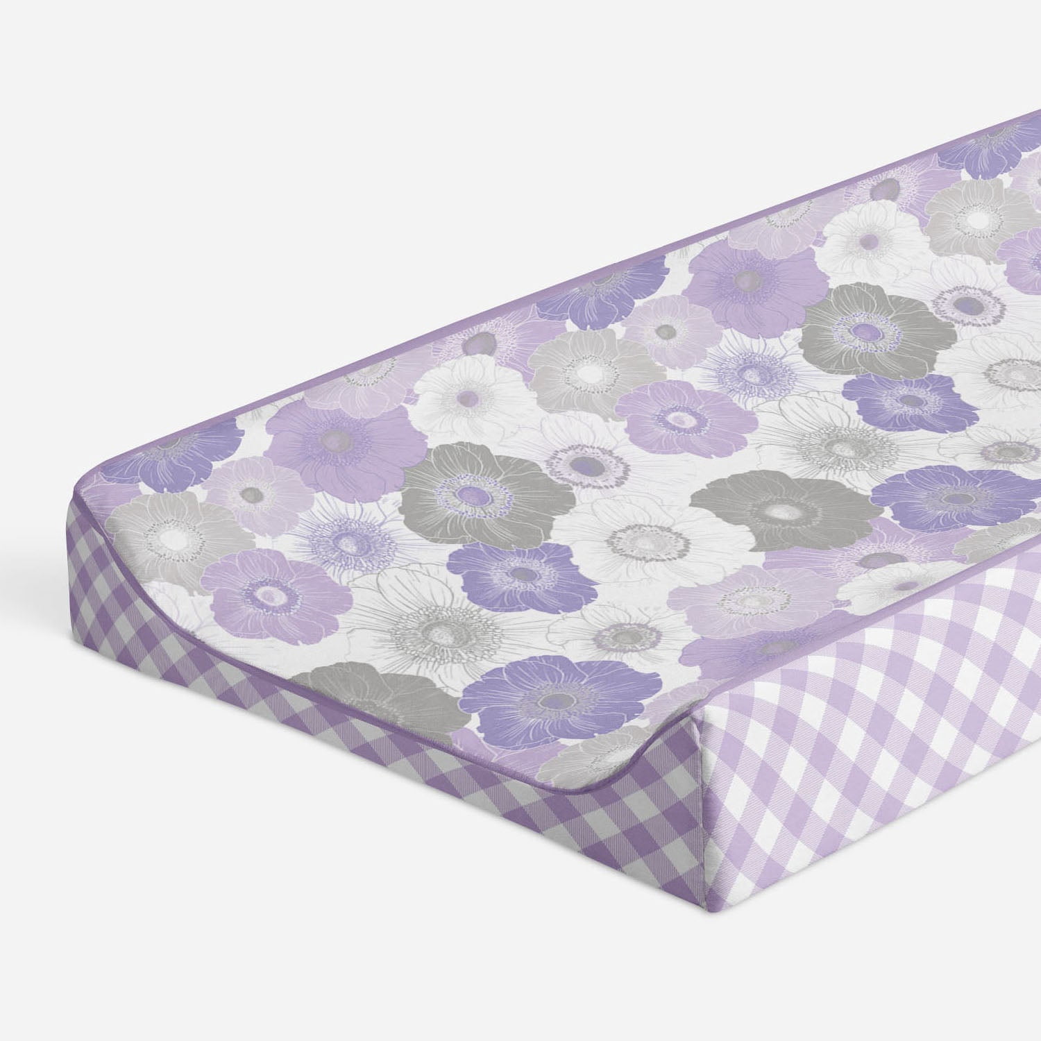 Bacati - Watercolor Floral Purple Gray Girls Quilted Changing Pad Cover