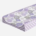 thumbnail image 2 of Bacati - Watercolor Floral Purple Gray Girls Quilted Changing Pad Cover, 2 of 14