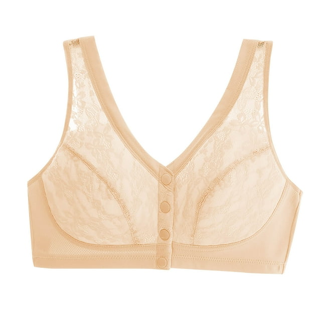 DPTALR Woman's Lace Thin Style Ventilate Front Buckle Bra Without Steel Rim