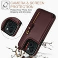thumbnail image 3 of Cutyskin for iPhone 15 Plus Wallet Case【RFID Blocking】 with Card Holder Cash Pocket Zipper Bills Slot, Soft PU Leather Magnetic Back Folio Kickstand, Finger Ring Holder Hook Phone Case, Jujube Red, 3 of 9
