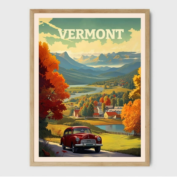 Vermont Living Room Wall Art, Vintage Retro Poster, Travel Print, Home Decor, Decorative Poster, Modern Wall Art Wall Art, Modern Wall Decor, 8x12 UNFRAMED