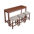 thumbnail image 6 of Aukfa 59" Bar Table Set with Charging Station, 4-Piece Counter Height Kitchen Island Set,3 Upholstered Stools,Cherry, 6 of 8