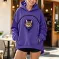 thumbnail image 2 of Awwp Hoodie with Cat Pouch Holder Sweatshirt Large Pocket Pullover Shirt Kangaroo Pocket Dog Sweatshirt Unisex Oversized Fit Pet Rest Holder,Zip Front Pet Pouch Sweatshirt Dark Purple S, 2 of 9