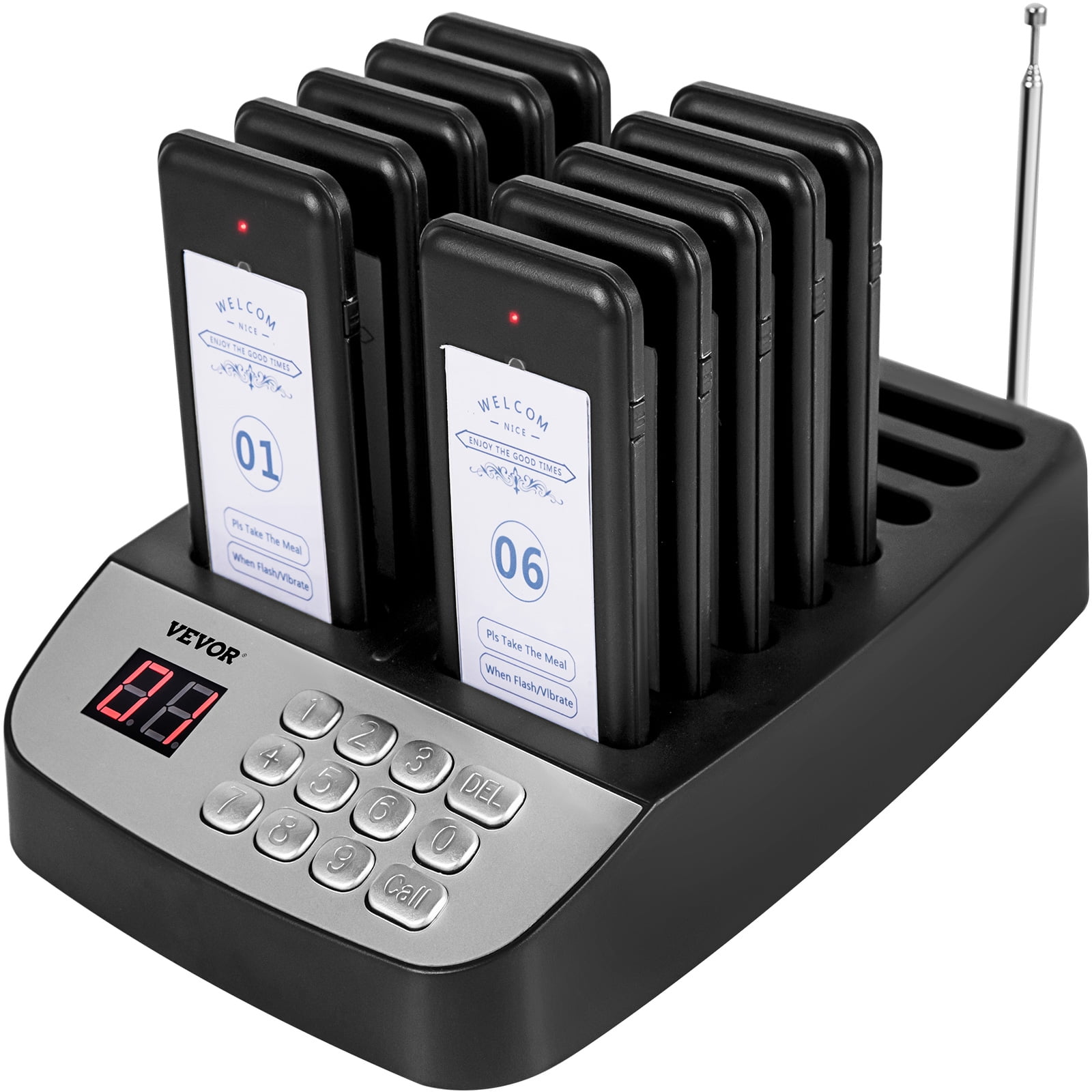 Wireless Paging Queuing System Restaurant Pager  & 10 Anruf Coaster Pager 1,5km 