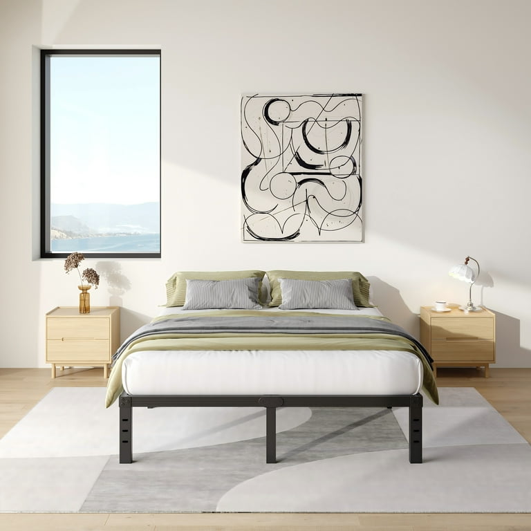 himemama　0216★ COMASACH 14 inch Full Bed Frame, Easy Assembly, No Box