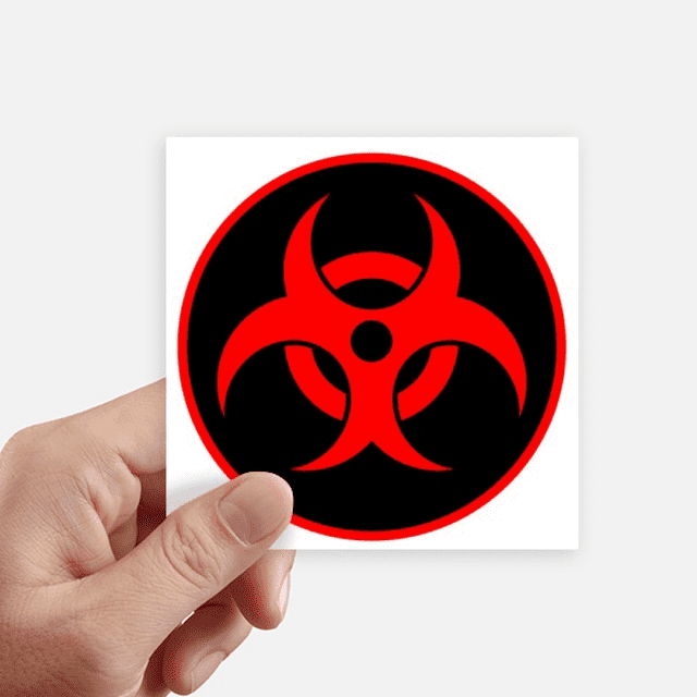 Red Dangerous Checal Toxic Radiation Symbol Sticker Square Waterproof Stickers Wallpaper Car Decal