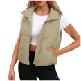 thumbnail image 2 of Qetyuw Womens Crop Puffer Coat Vest Sleeveless Casual Open Front Down Coat Fall Winter Fashion Vests Outwear, 2 of 8