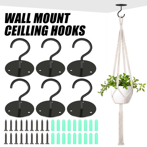 3/6Pcs Ceiling Hooks for Hanging Plants TSV Wall Mount