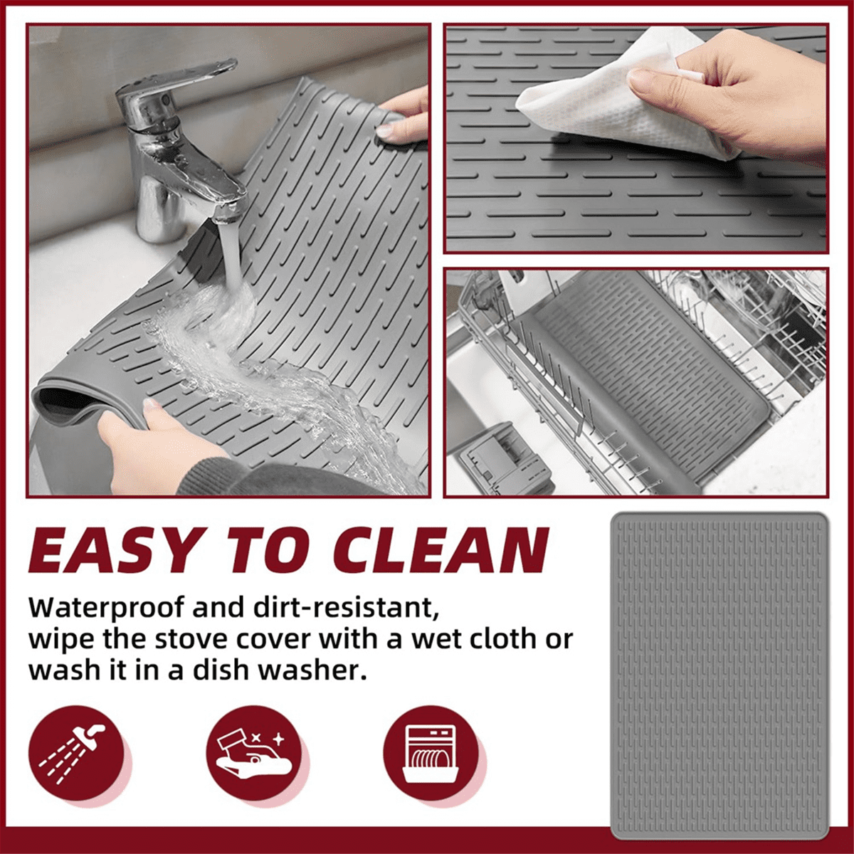 Silicone Electric Stove Cover for , 28x20Inch Glass Top Stove Cover Protector for Electric Stove, Silicone Mat