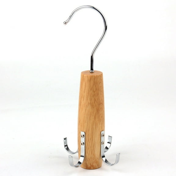 Masteelf Khaki 4 Hooks Metal Tie Rack Hanger Organizer with 360 Degree Rotation for Scarves and Accessories