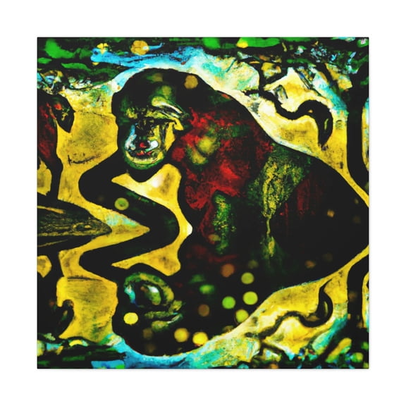 Baboon in Moonlight. - Canvas