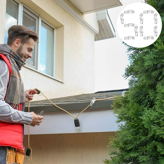 50 Pcs Christmas Light Clips Metal Christmas Light Hanger Hooks Reusable Christmas Lights Gutter Hooks Portable Gutter Light Clips Multipurpose String Lights Clips for Outside